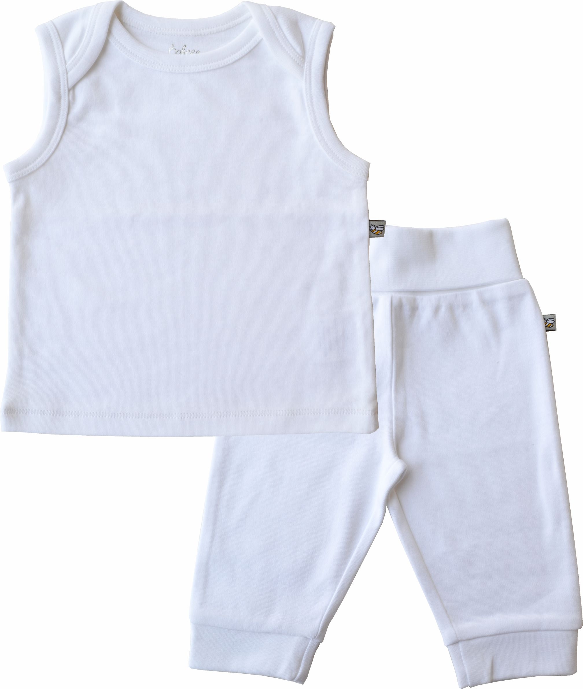White Vest + Pant Set (100% Cotton Interlock Biowash)