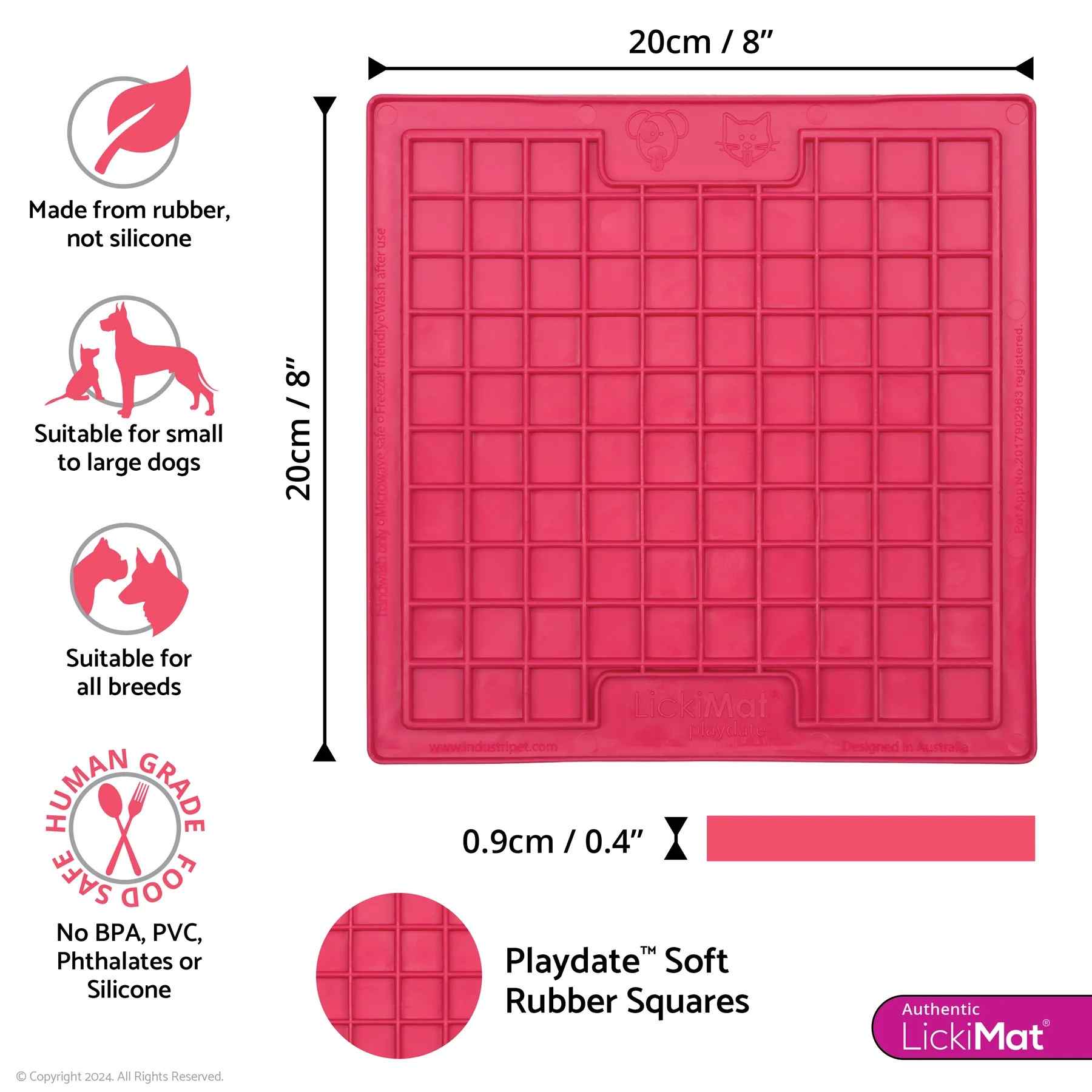 LickiMat Classic Playdate Slow Feeder for Cats and Dogs (Pink)