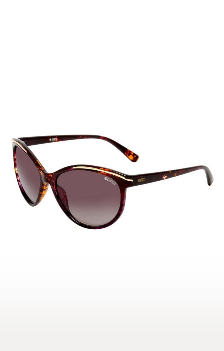 ENRICO | Enrico Hazard Uv Protected Cateye Sunglasses For Women ( Lens - Purple | Frame - Brown) 0