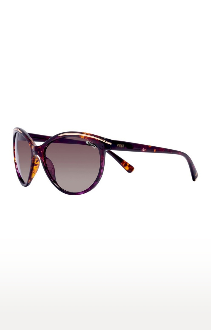 ENRICO | Enrico Hazard Uv Protected Cateye Sunglasses For Women ( Lens - Purple | Frame - Brown) 2