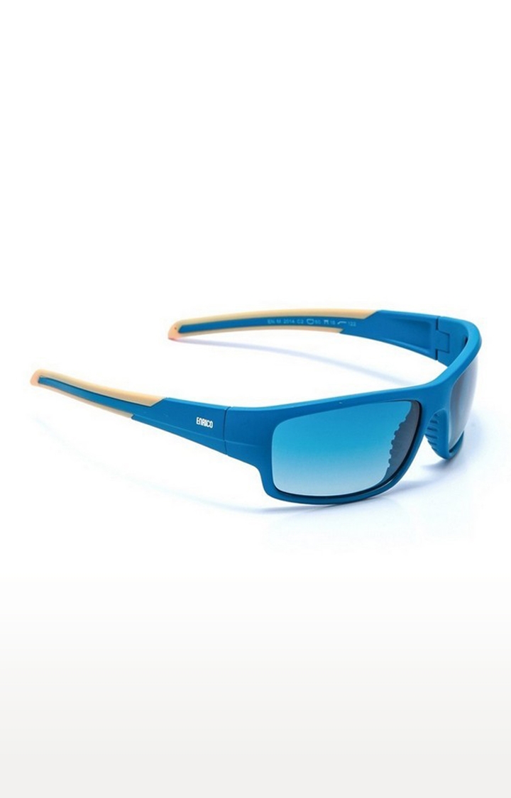 ENRICO | ENRICO Unisex Runners Blue Lens Rectangle Wrap around Sports Sunglasses 0