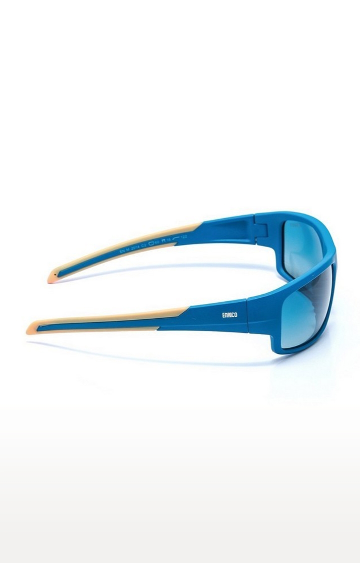 ENRICO | ENRICO Unisex Runners Blue Lens Rectangle Wrap around Sports Sunglasses 2
