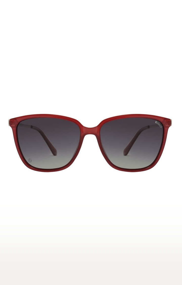 ENRICO | Enrico Jade Red Uv Protected Square Shape Sunglasses For Women ( Lens - Grey | Frame - Red ) 1