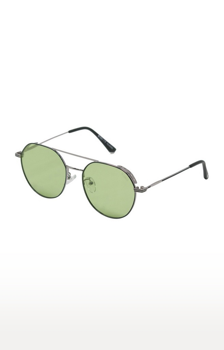 ENRICO | Enrico Gatsby Uv Protected & Polarized Round Shape Unisex Sunglasses ( Lens - Green | Frame - Sliver) 0