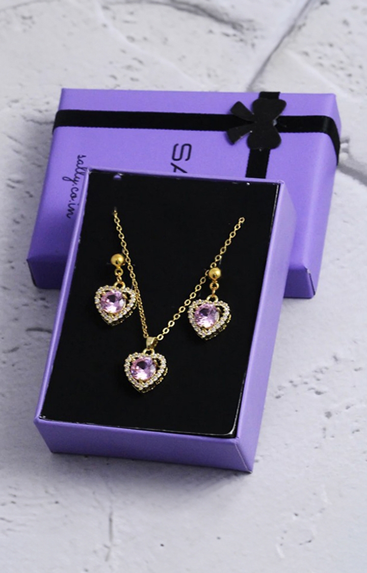 Salty | Women's Gold Anti tarnish Dreamy Love Earrings and Necklace Set