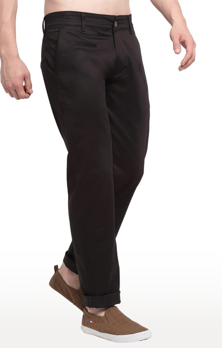 Men Brown Cotton Solid Chino