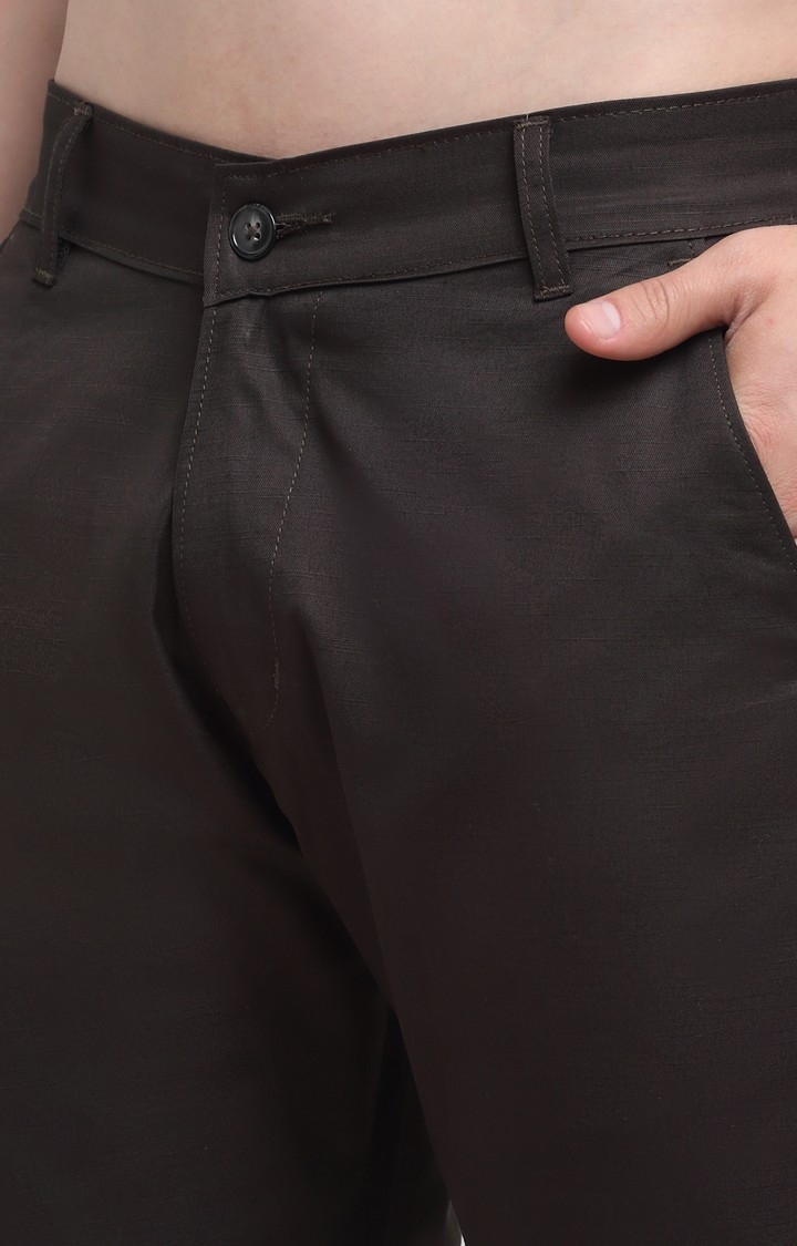 Ennoble | Men Brown Cotton Solid Chino 4