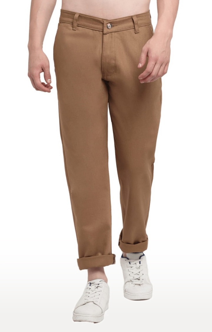 Ennoble | Men Brown Cotton Solid Chino 0