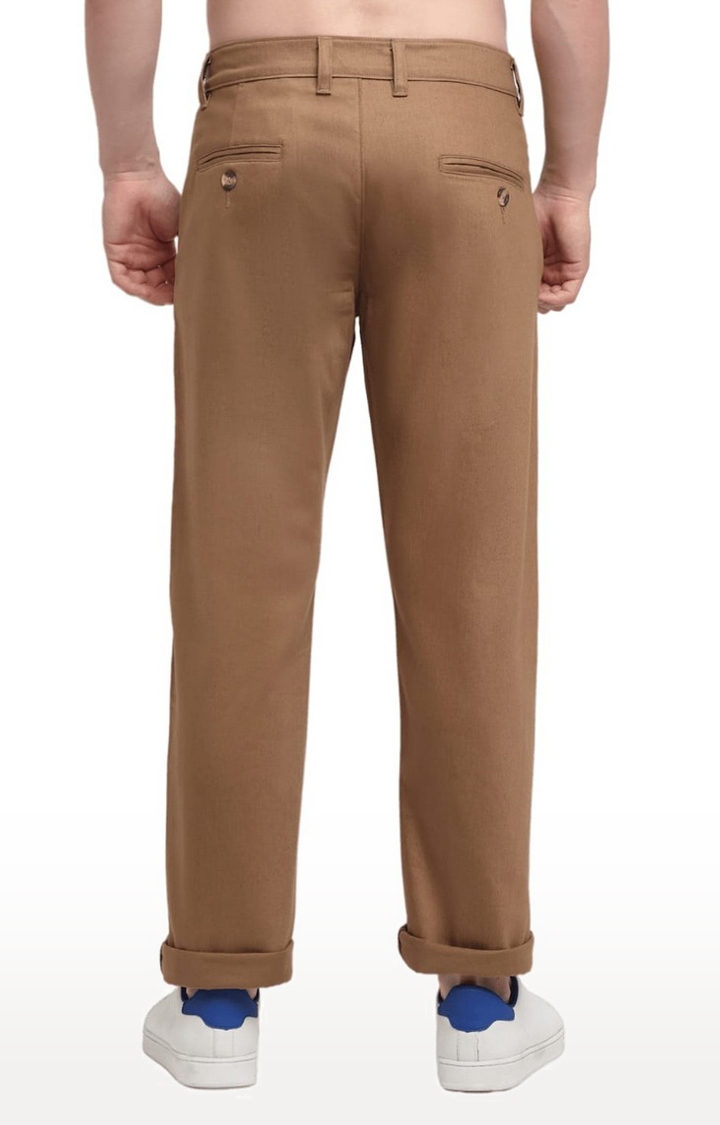 Ennoble | Men Brown Cotton Solid Chino 3