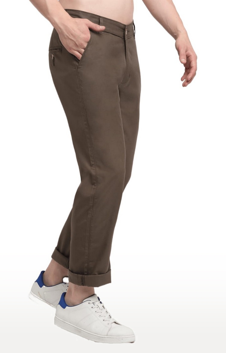 Ennoble | Men Brown Cotton Solid Chino 2