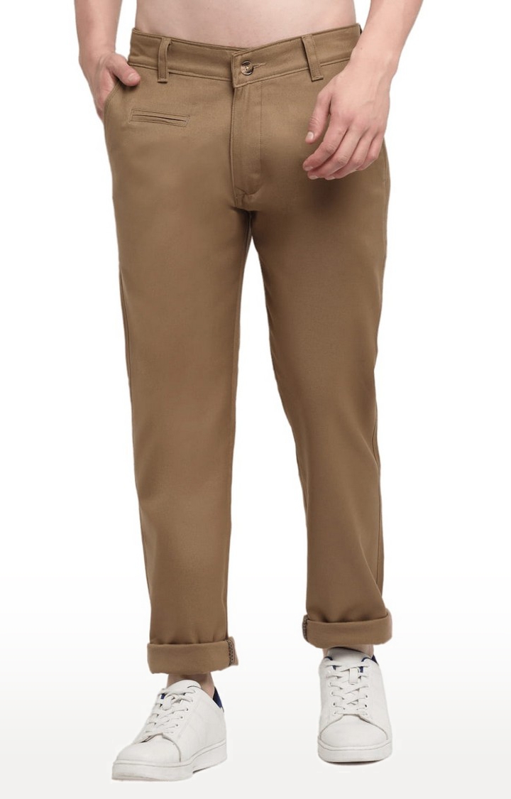 Ennoble | Men Brown Cotton Solid Chino 0