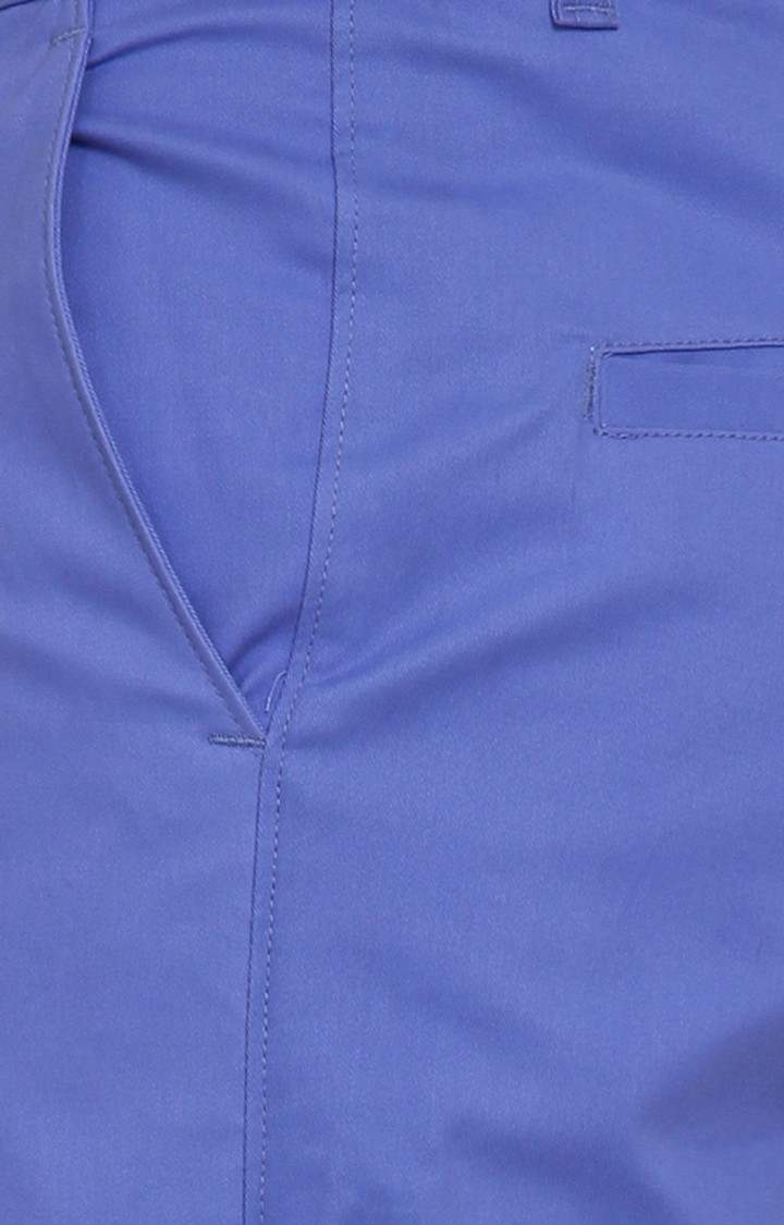 Men Blue Cotton Solid Short