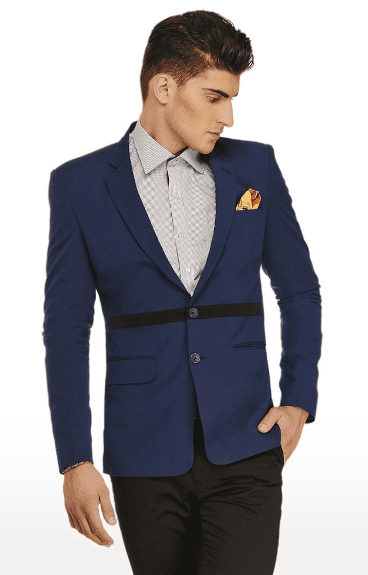 Ennoble | Men Blue Viscose Slim Fit Blazer 0
