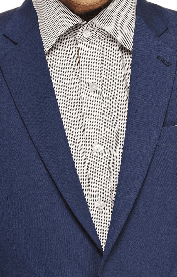 Ennoble | Men Blue Viscose Slim Fit Blazer 4