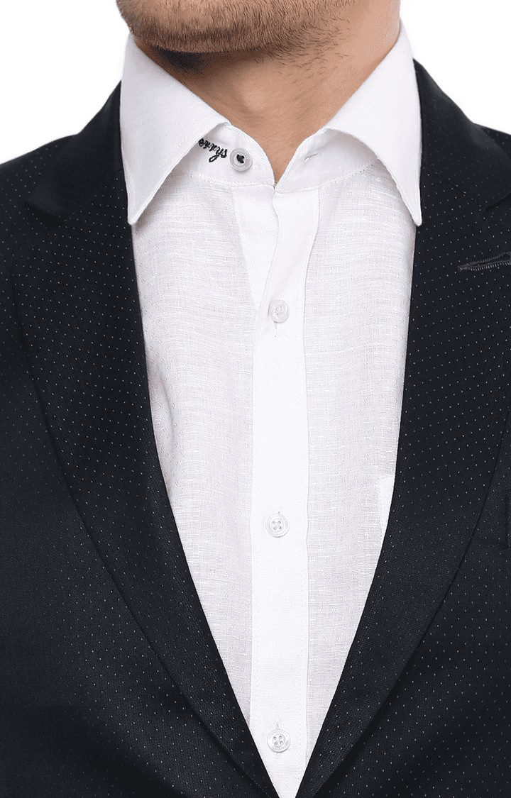 Men Navy Blue Viscose Slim Fit Blazer