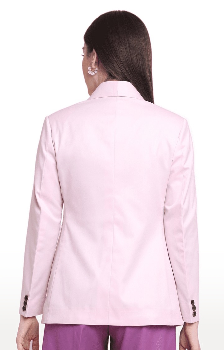 Ennoble | Women Pink Viscose Relaxed Fit Blazer 3