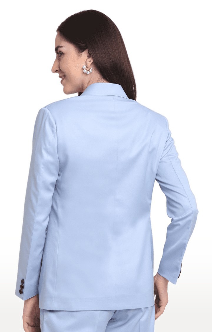 Women Blue Viscose Relaxed Fit Blazer