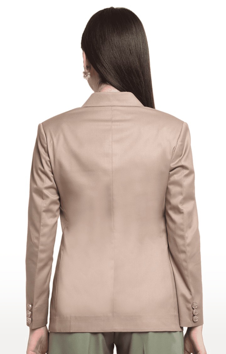 Ennoble | Women Brown Viscose Relaxed Fit Blazer 3
