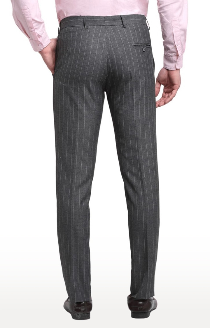 Buy Men Navy Stripe Slim Fit Trousers Online - 685816 | Van Heusen
