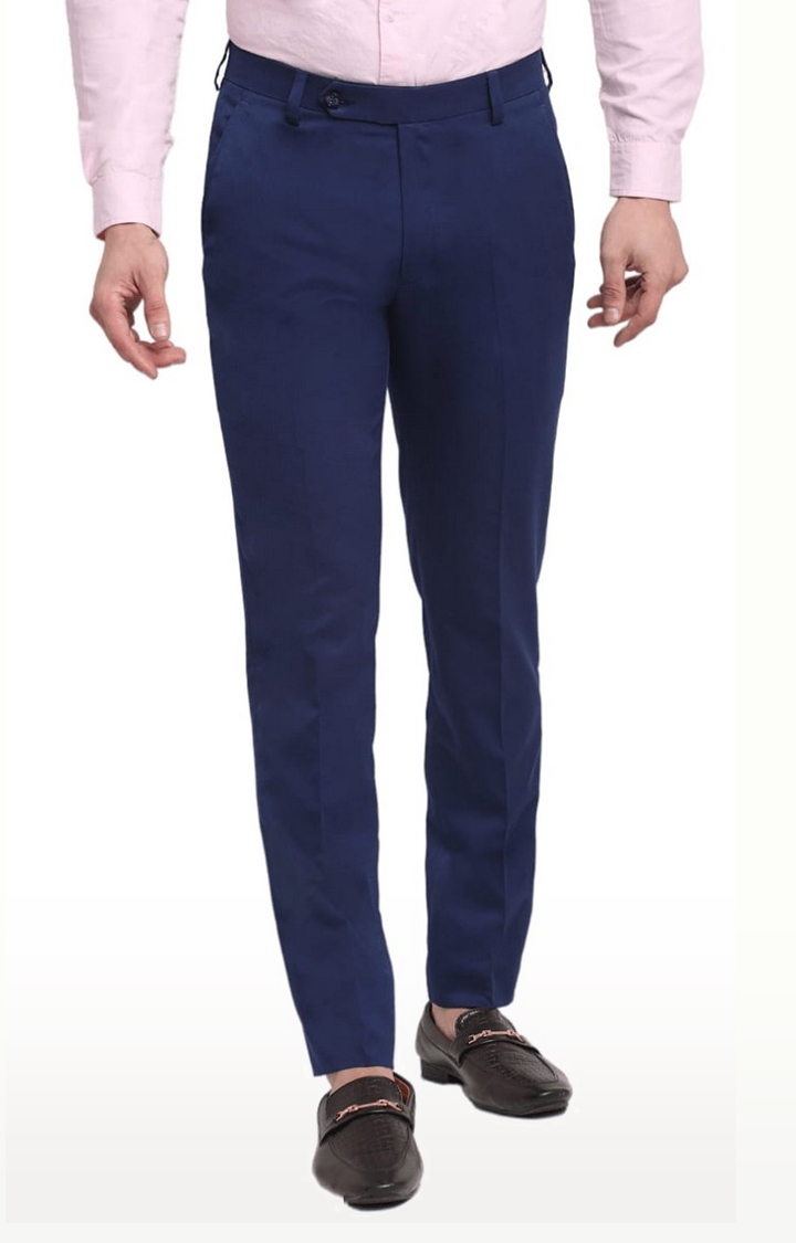 Ennoble | Men Blue Viscose Solid Trouser 0