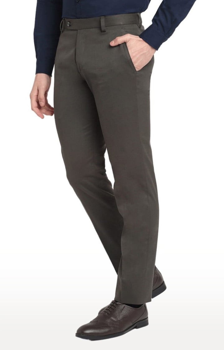 Men Green Viscose Solid Trouser