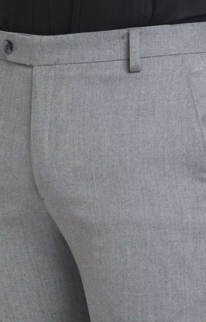 Men Grey Viscose Solid Trouser