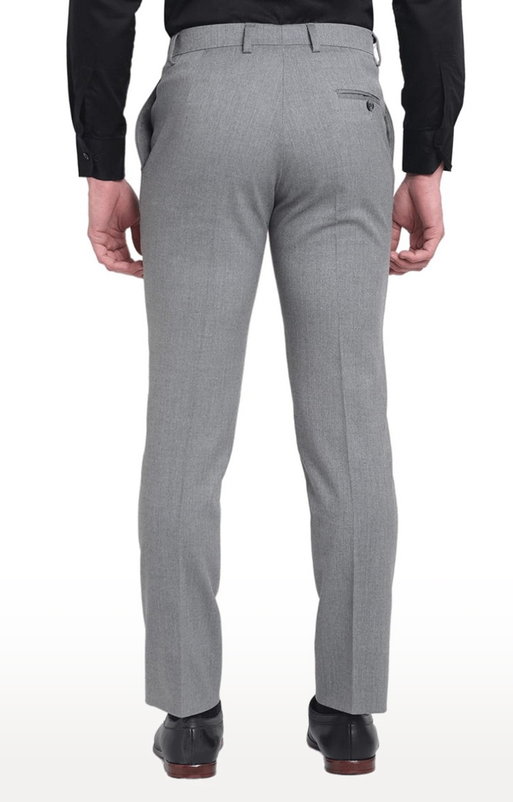 Buy Men Grey Super Slim Fit Textured Flat Front Formal Trousers Online -  713704 | Louis Philippe