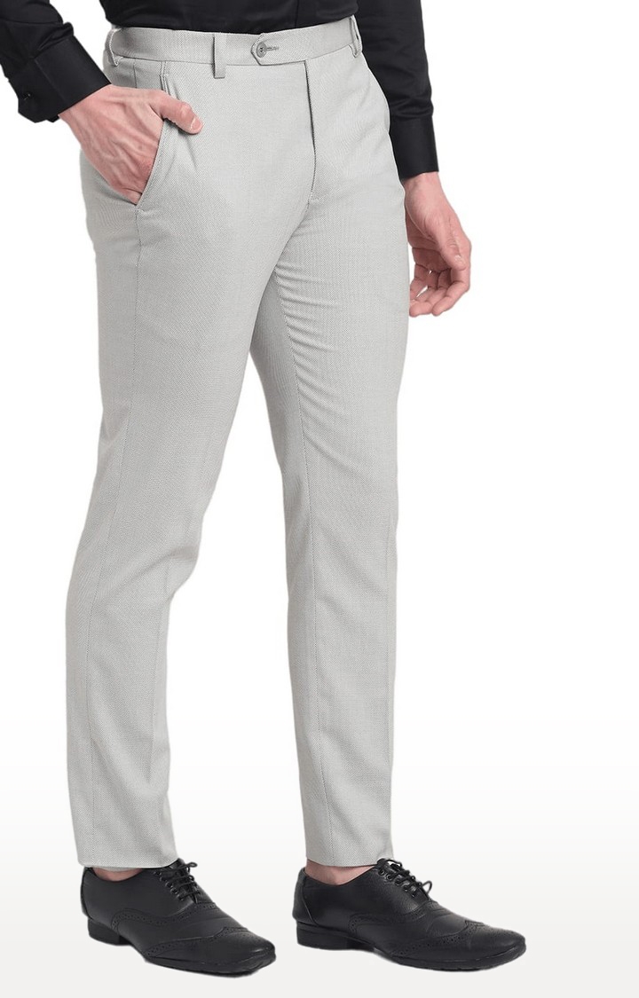 Men Grey Viscose Solid Trouser