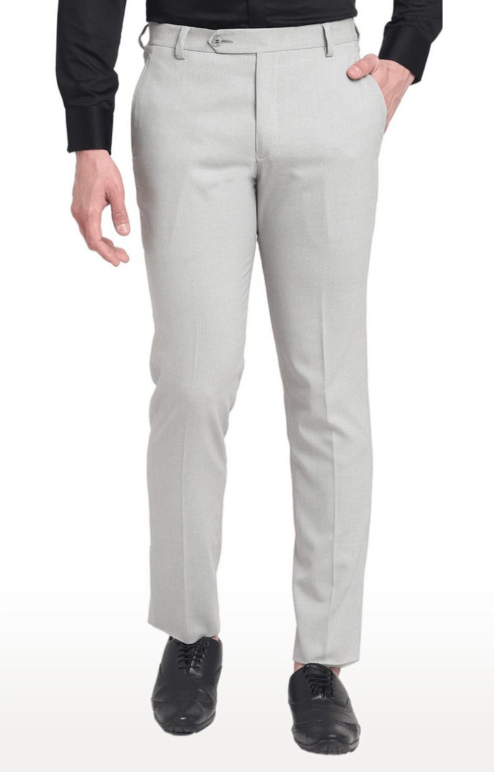 Ennoble | Men Grey Viscose Solid Trouser