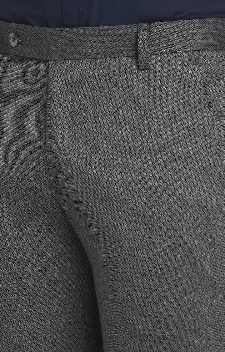 Men Grey Viscose Solid Trouser