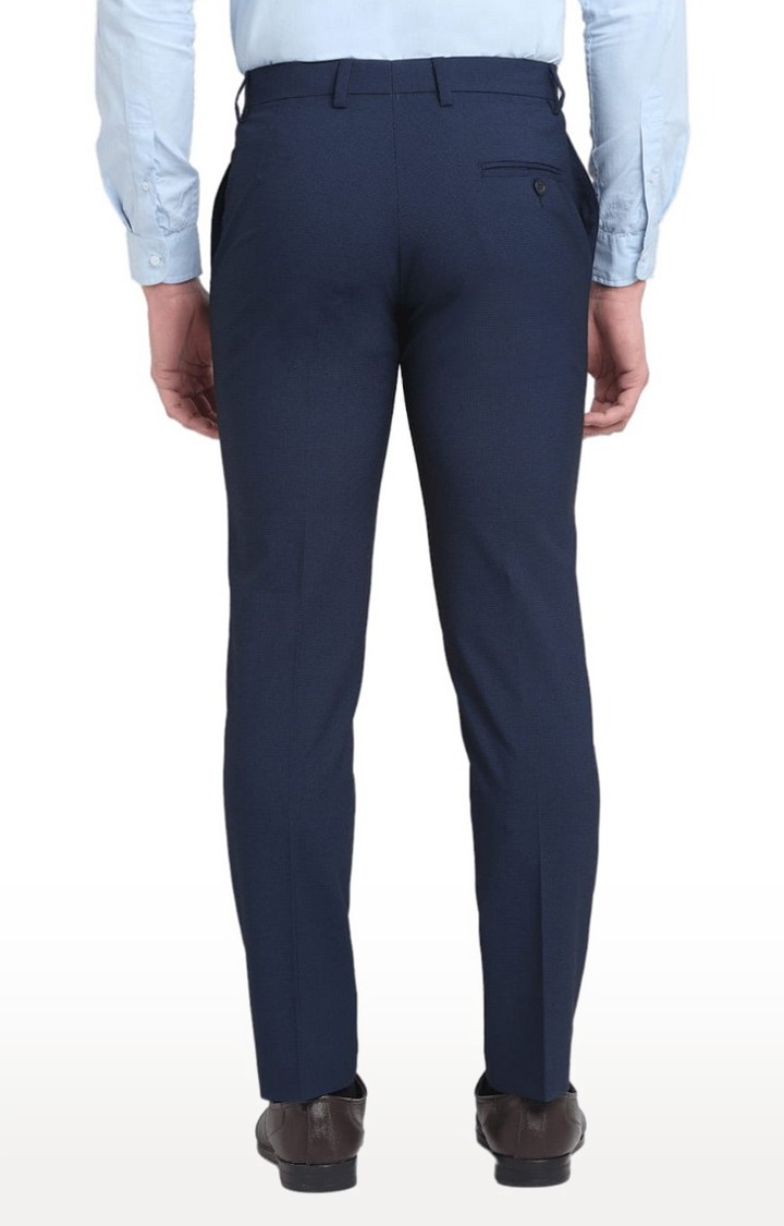 Men Blue Viscose Solid Trouser