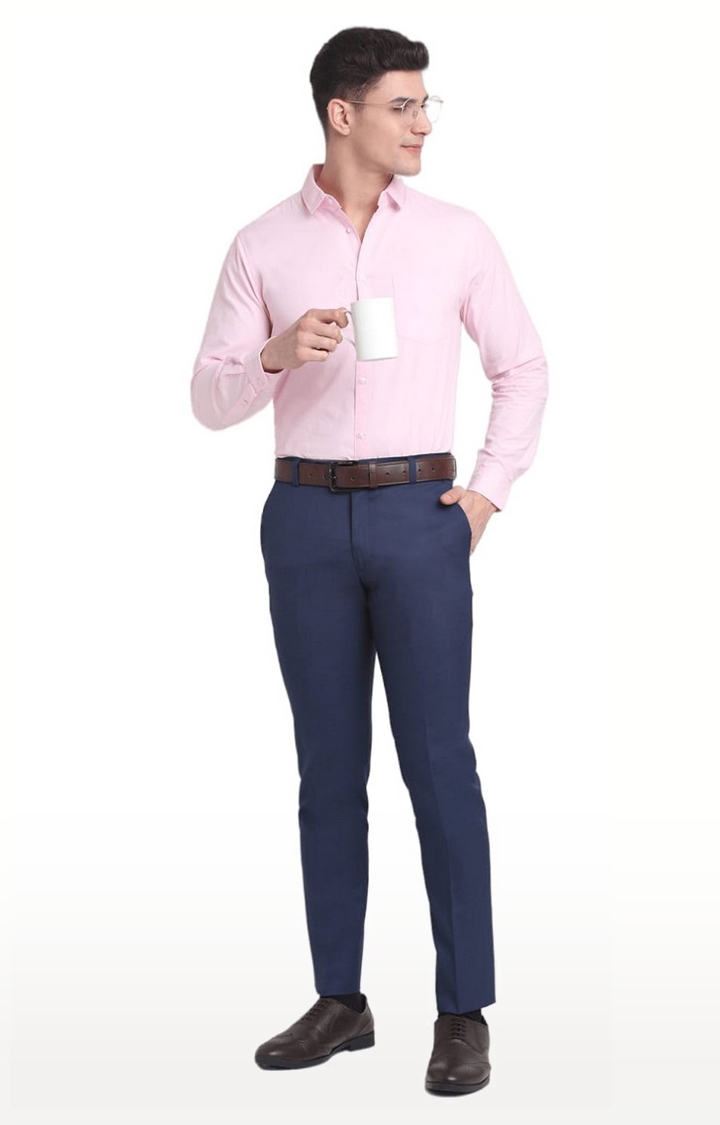 Ennoble | Men Blue Viscose Solid Trouser 1