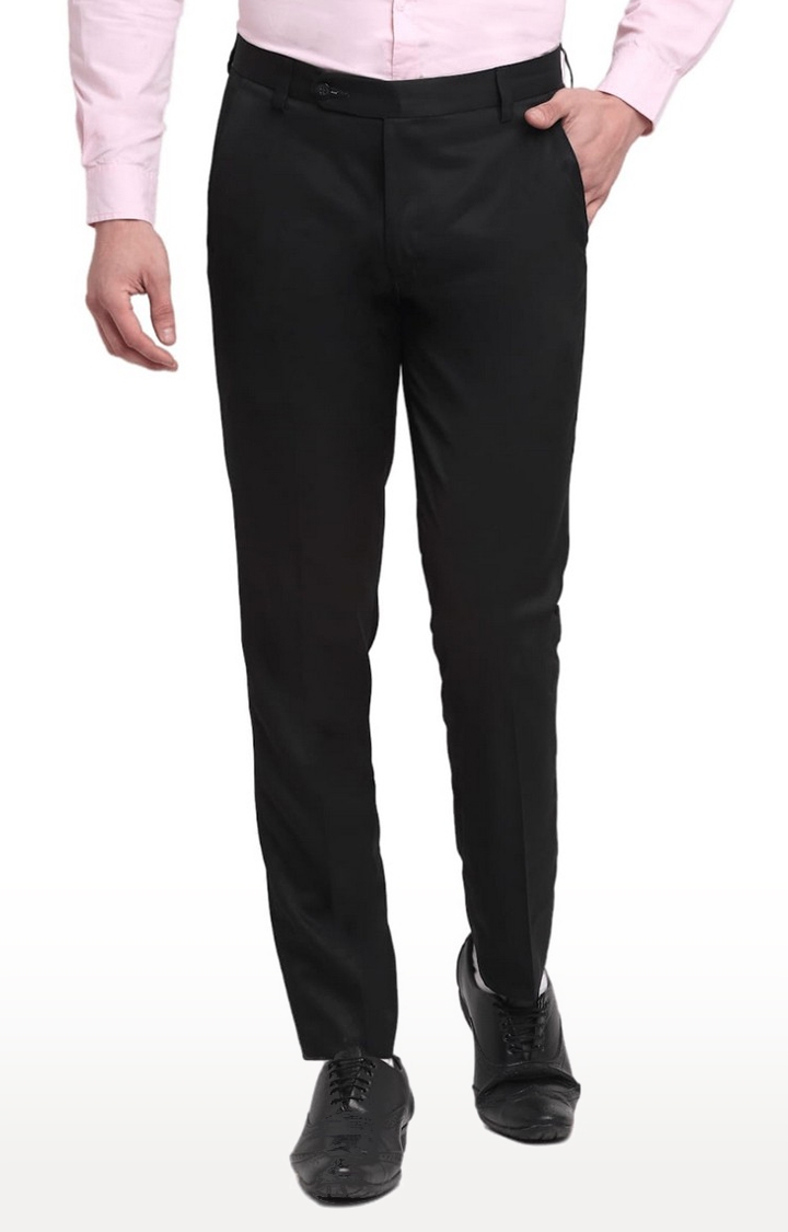 Ennoble | Men Black Viscose Solid Trouser