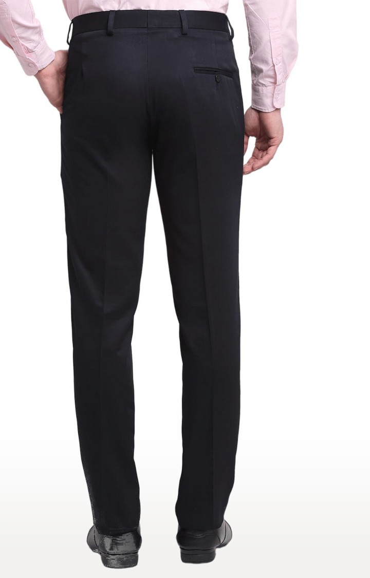 Men Blue Viscose Solid Trouser