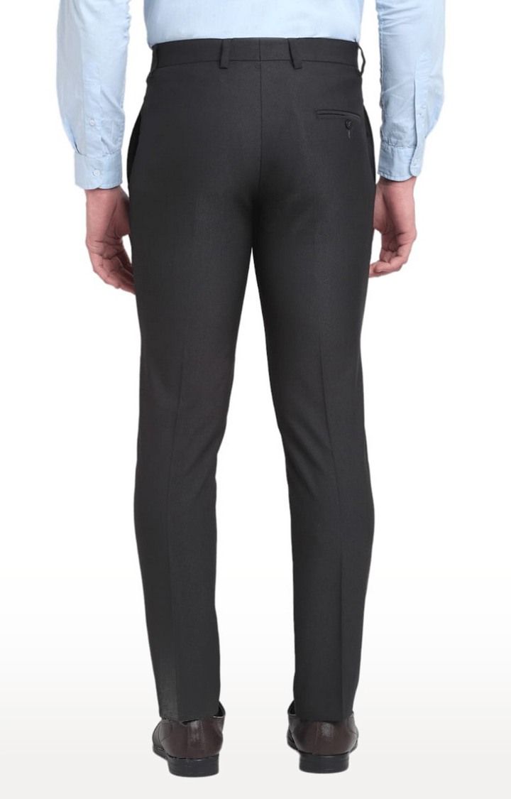 Men Black Viscose Solid Trouser