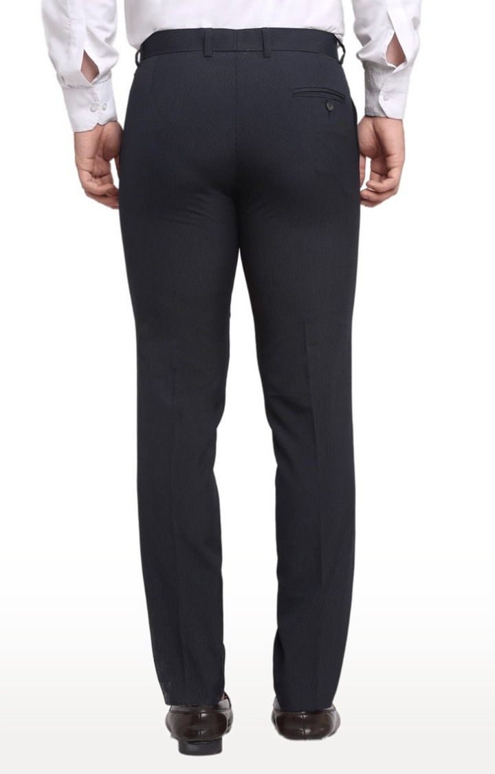 Men Blue Viscose Solid Trouser