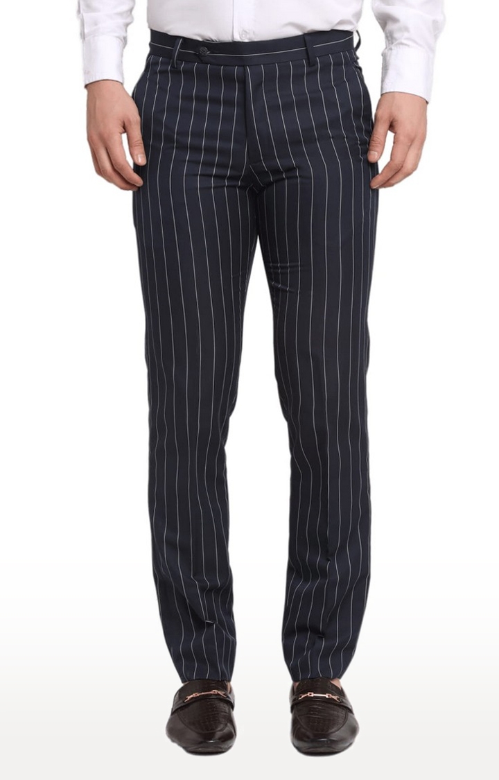 Buy Arrow Men Navy Mid Rise Striped Formal Trousers  NNNOWcom
