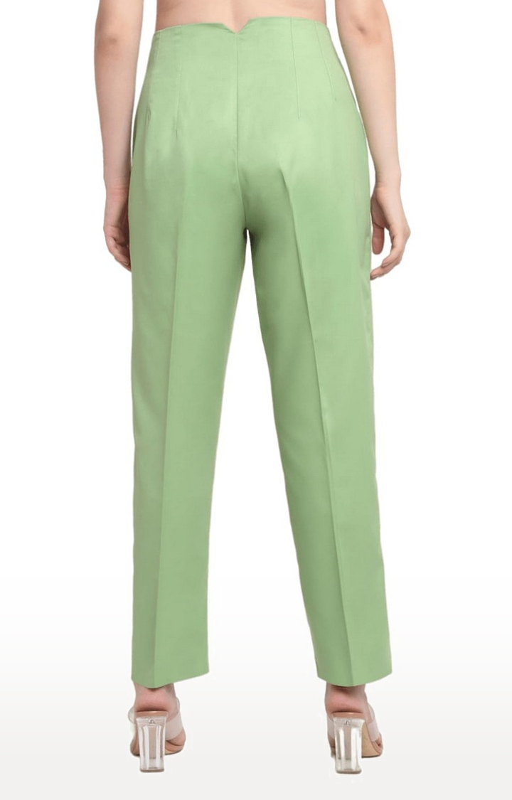 Ennoble | Women Green Viscose Solid Trouser 3