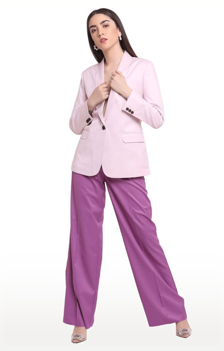 Women Purple Viscose Solid Trouser