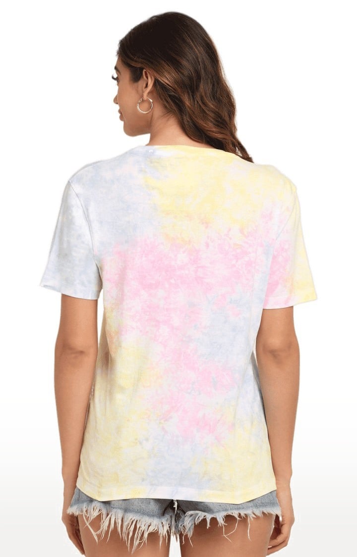 Women Multicoloured Cotton Relaxed Fit Oversized T-shirt