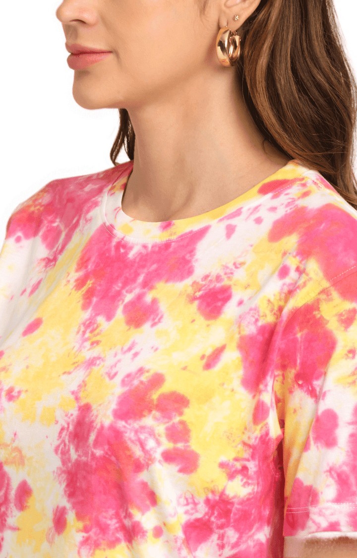 Ennoble | Women Multicoloured Cotton Relaxed Fit Oversized T-shirt 4