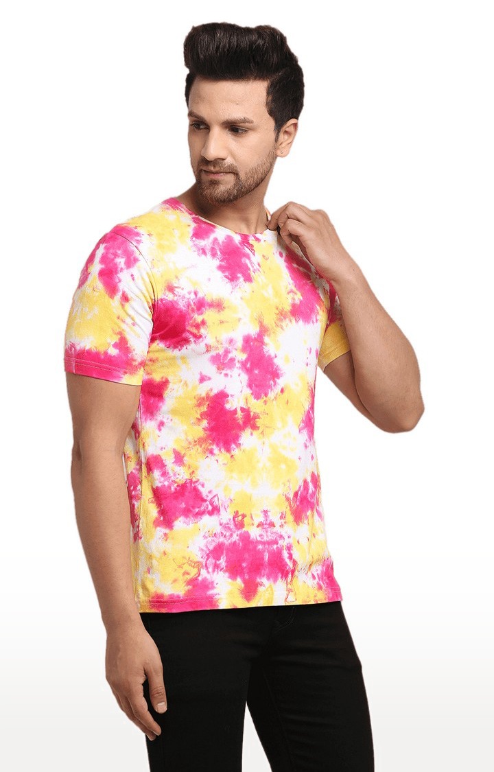 Men Multicoloured Cotton Relaxed Fit  Regular T-shirt