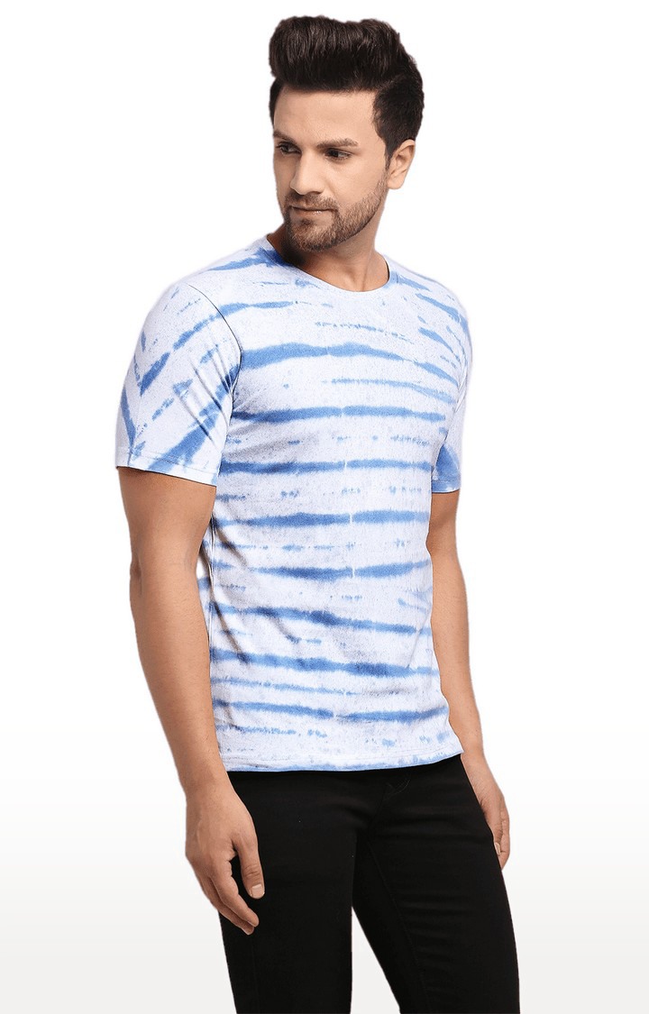 Men Blue Cotton Relaxed Fit  Regular T-shirt