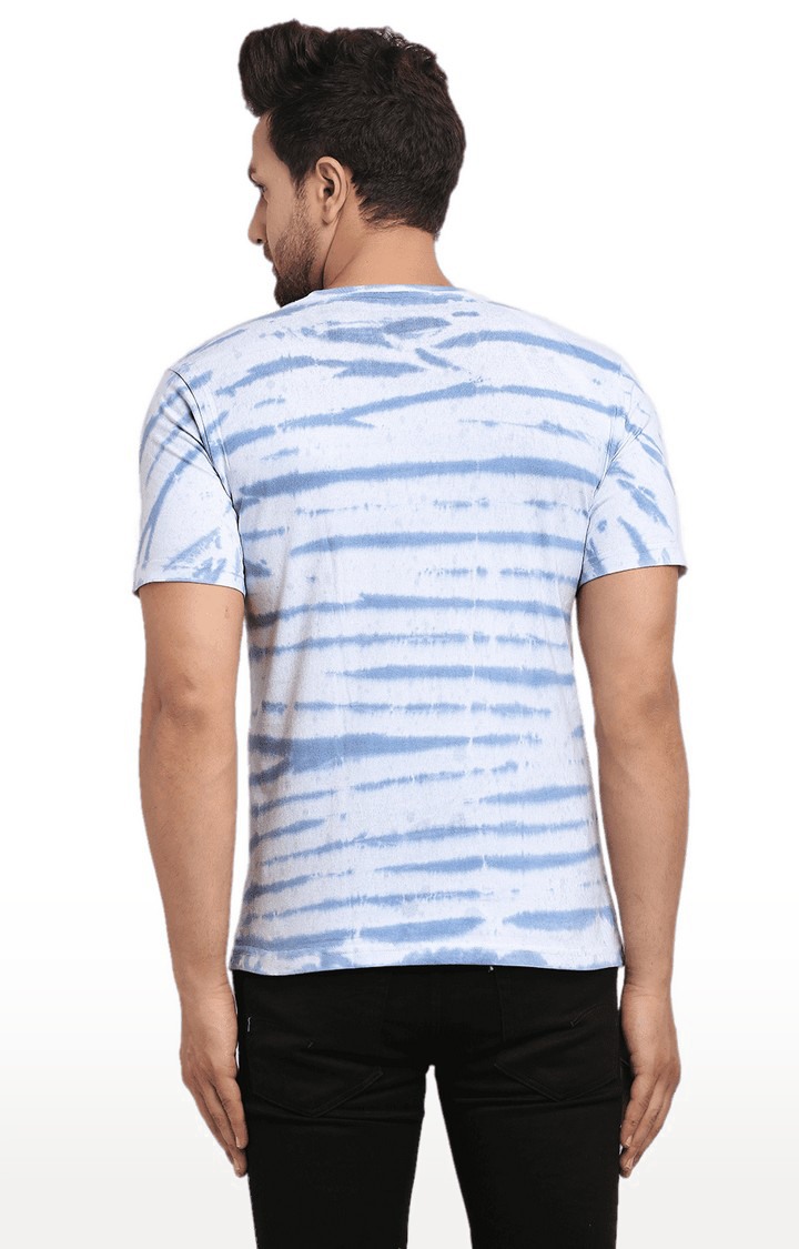 Men Blue Cotton Relaxed Fit  Regular T-shirt