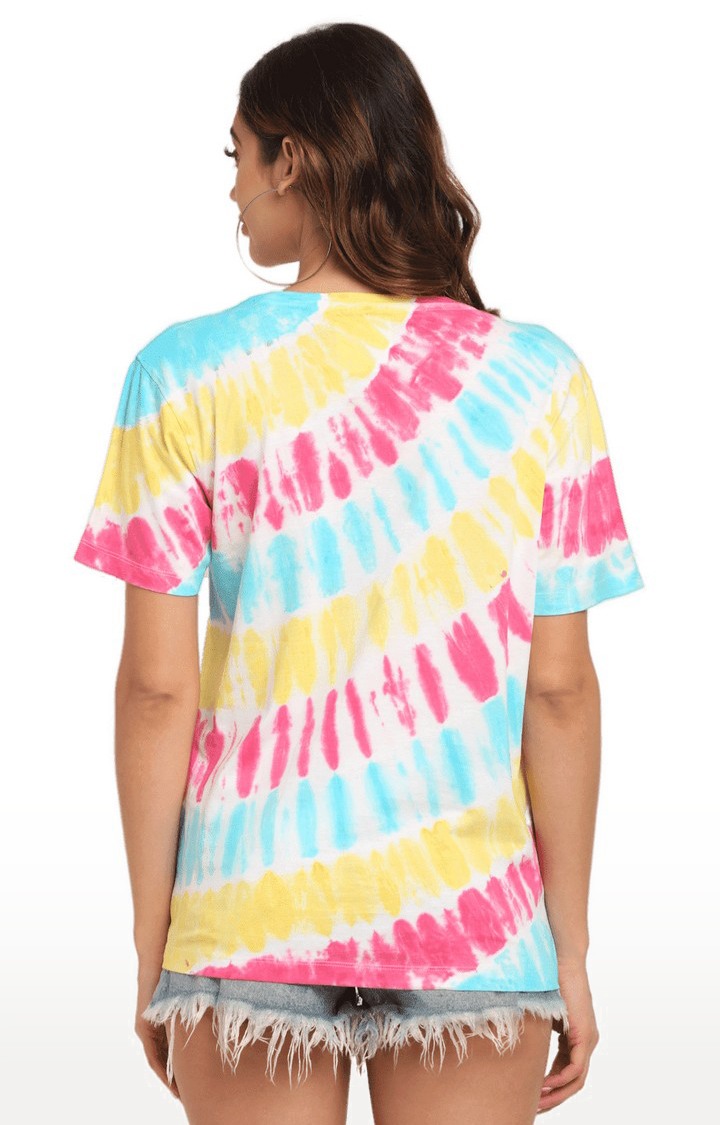 Women Multicoloured Cotton Relaxed Fit Oversized T-shirt