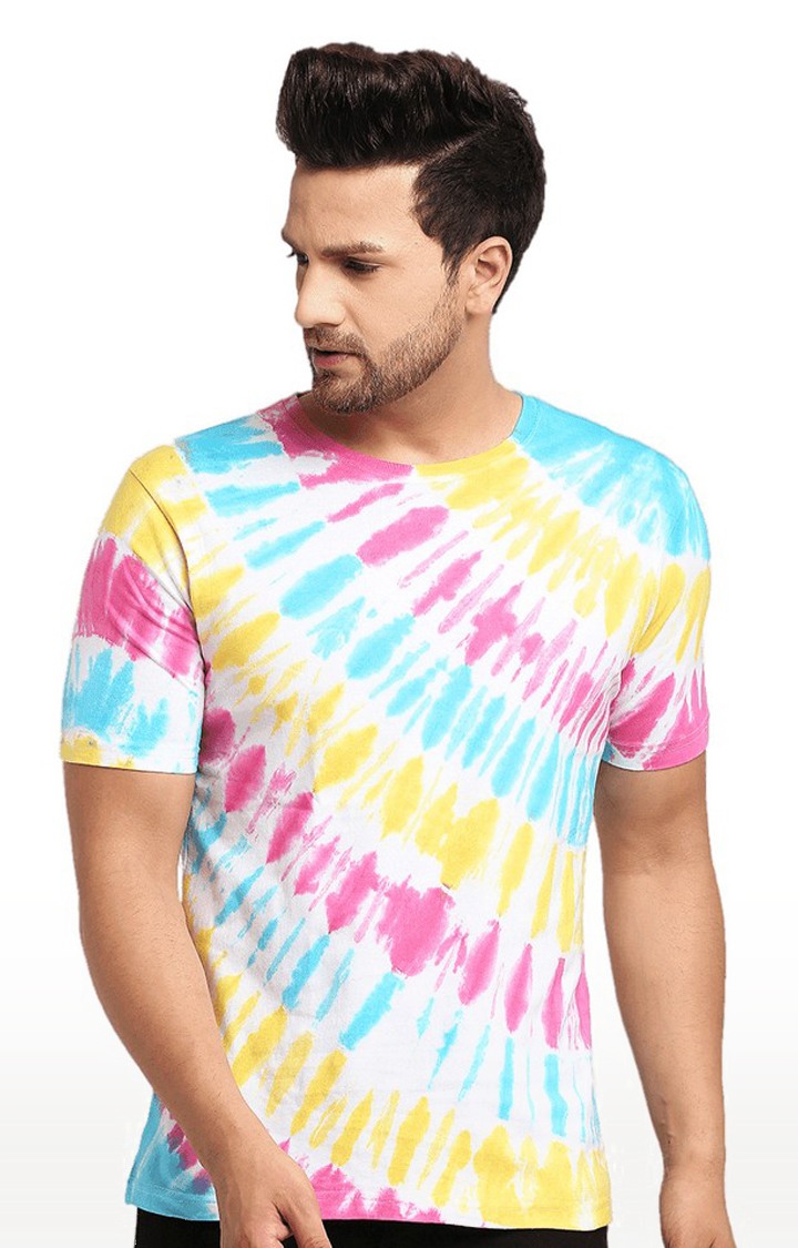 Men Multicoloured Cotton Relaxed Fit  Regular T-shirt