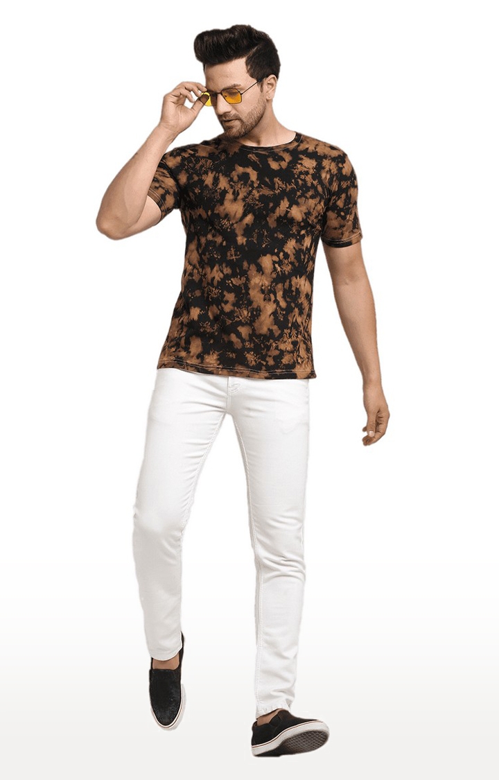 Ennoble | Men Black and Brown Cotton Relaxed Fit  Regular T-shirt 1