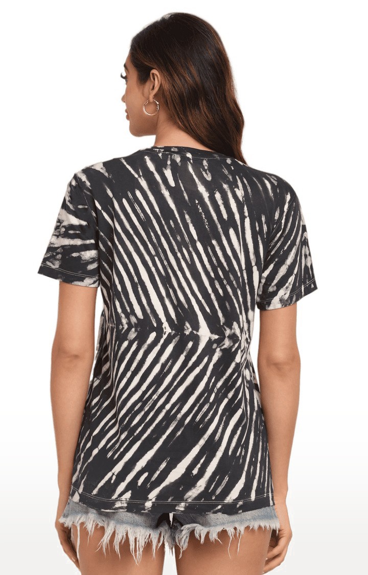 Women Black Cotton Relaxed Fit Oversized T-shirt