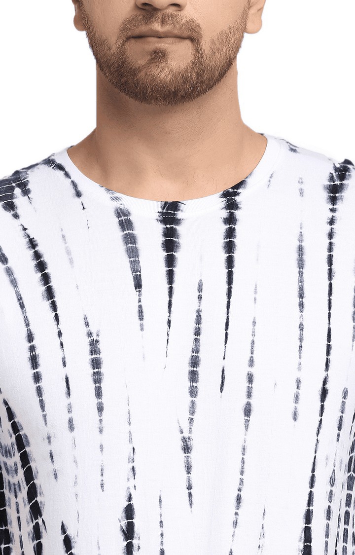 Ennoble | Men White and Black Cotton Relaxed Fit  Regular T-shirt 4