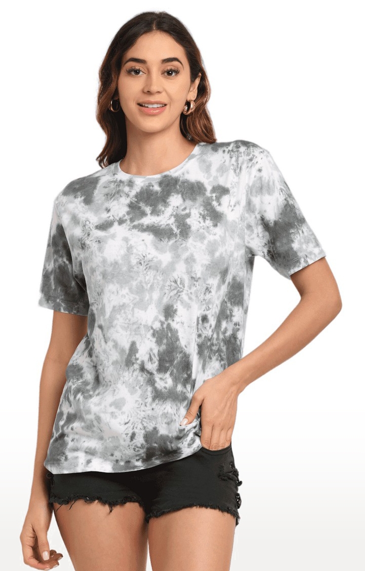 Ennoble | Women Grey Cotton Relaxed Fit Oversized T-shirt 0